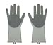 Produktbild Magic Silicone Handschuhe mit Wash Scrubber, hitzebeständige Wiederverwendbare Handschuhe Kitchen Tool für die Reinigung, Haushalt, Geschirrspülen, Das Auto Waschen, Pet Hair Care (Grau)