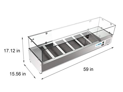 Koolmore Sdc-6P-Sg Condiment Prep Rail Station With Sneeze Guard, 59 Inch, Silver #TOP6