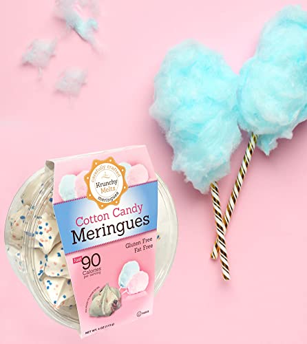 Krunchy Melts - Original Meringue Cookies - Cotton Candy Flavor - Meringues - Fat Free - Gluten Free - Nut Free - 90 Calories Per Serving - Low Calorie Snack - Sweet Treats #TOP3