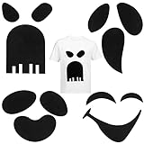 Oudain 4 Pcs Halloween Adhesive Silly Ghost Face Felt Sticker Felt Cute Clothes Sticker for Halloween DIY Projects Costume Decorations (Novelty)