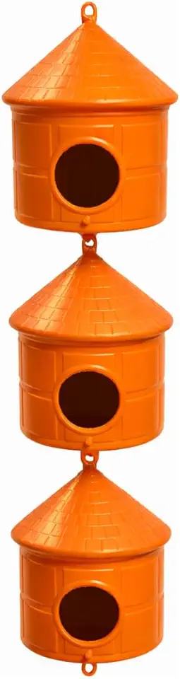 Kit 3 Casinha Ninho para Passarinho Poleiro Pássaro Jardim Laranja