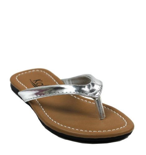 Kali Footwear Girl's Cocoa-Jr. Flip Flop Flat Sandal 11 Silver Cover