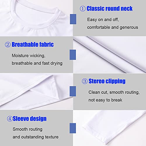 Eargfm Men's Athletic Long Sleeve Compression Shirts Active Running Workout Base Layer Elastic Sports Tops Cool Dry T-Shirts White #TOP2