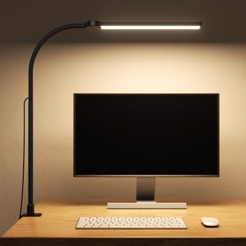 Image of LED Desk Lamp with Clamp for Home Office, Clip on Desk Lights, Black