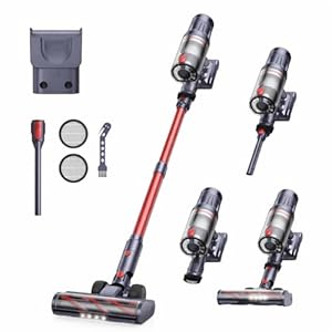 Cordless Stick Vacuum, 65min Run-time Upright Vacuum Cleaner with 50Kpa 600W Hyper Suction, Self-standing Design, 2-in-1 Handheld Vac for Home Pet Hair, Smart Touch Control & Wall-Mount Charge