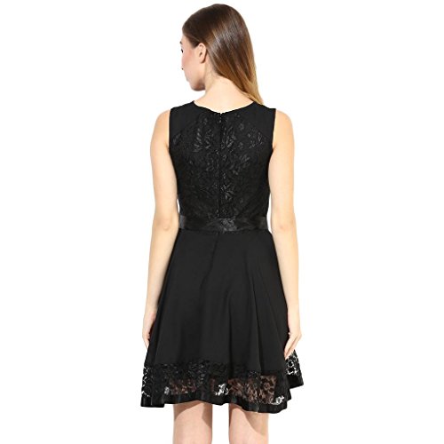 Image of THE VANCA Women's Dress with Lace at The Bottom in Black Color