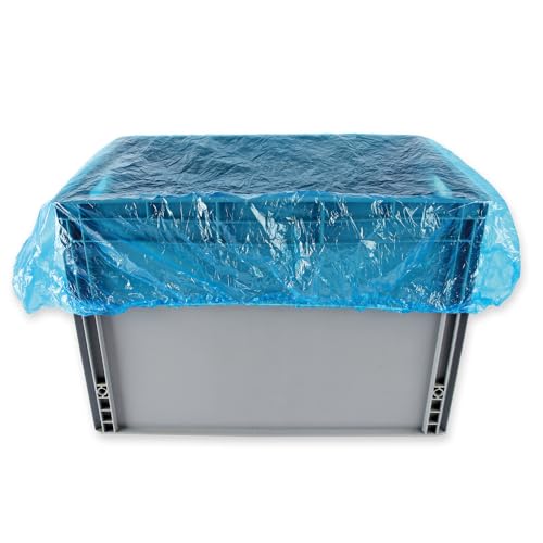 FRANZ MENSCH 10 Stück Hygostar Abdeckhauben Light | LDPE, Packung, blau, L: 125cm, B: 105cm, H: 25cm, Abdeckhaube, Kistenabdeckung, Containerabdeckung