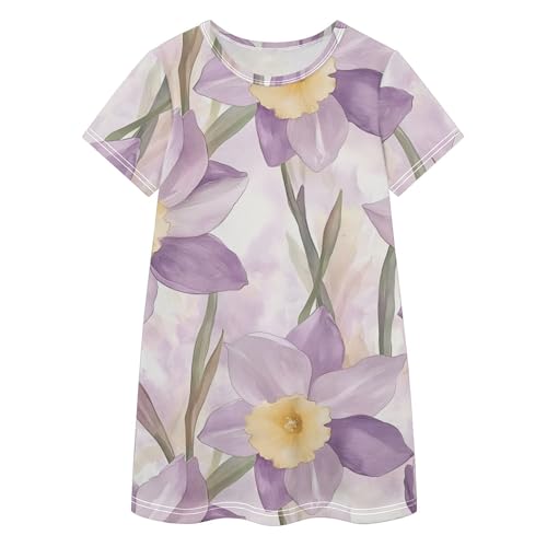 Vestido de flores moradas para niñas ideal para juegos en el parque y paseos
