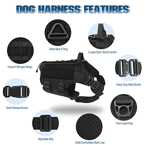 PETNANNY Tactical Service Dog Vest - No-Pull Emotional Support Harness with Hook & Loop Patches & Molle System for Training & Hunting (Black, Small) by PETNANNY - Image 3