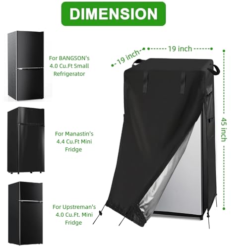 Image of Mini Refrigerator Cover for Most 4 Cu Ft Beverage Fridge / Drink Dispenser | 19x19x45,Waterproof Dustproof Heavy Duty Oxford Fabric,for Most 4.0 Cubic Feet Small Wine Beer Cooler for Outside