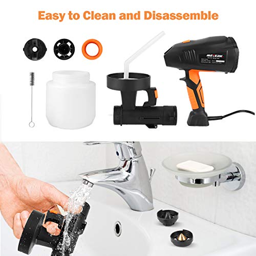 Paint Sprayer, Meterk HVLP Electric Paint Sprayer Gun, with 3 Spraying Patterns & 3 Nozzles, Easy to Clean, for Furniture, Fence, Car, Cabinet, House Painting - Thumbnail 6