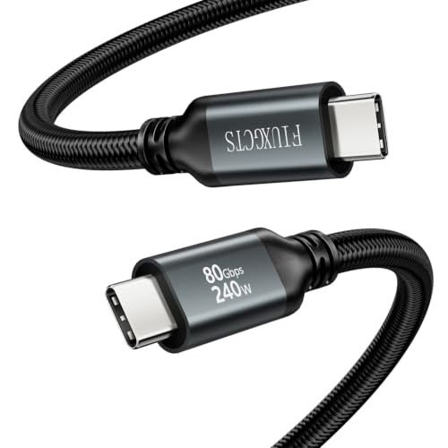 Image of FIUXGCTS 80Gbps USB C to USB C Cable for Thunderbolt 5/4/3, 0.5M 240W USB4