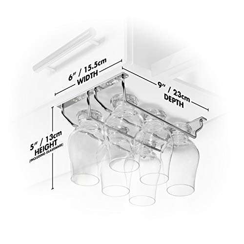 Cairncradle Whiskey Glass Rack - Under Cabinet Whisky Tasting Glasses Holder Storage Hanger Metal Organizer For Bar Kitchen (2 Across X 3 Deep, Polished Stainless) #TOP2