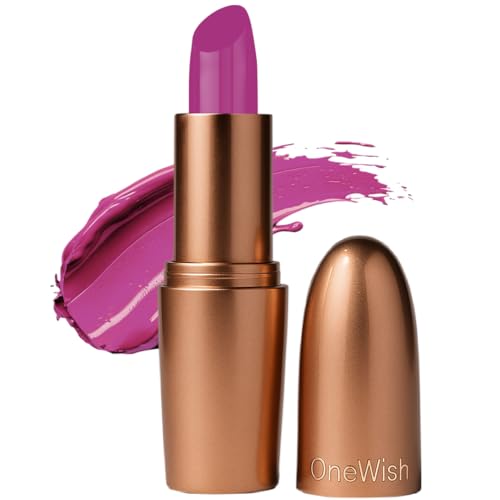 Image of One Wish Creamy Matte Lipstick Long Lasting for Women - Plum Lush Shade 04 | Full Coverage | Creamy Formula | No Flaky Lips | No Dryness | High-Pigment | SPF | Vitamin E, Almond Oil & Shea Butter for Moisturising Lip | 8 Hrs Lasting | Smooth Finish | 3.8 gm