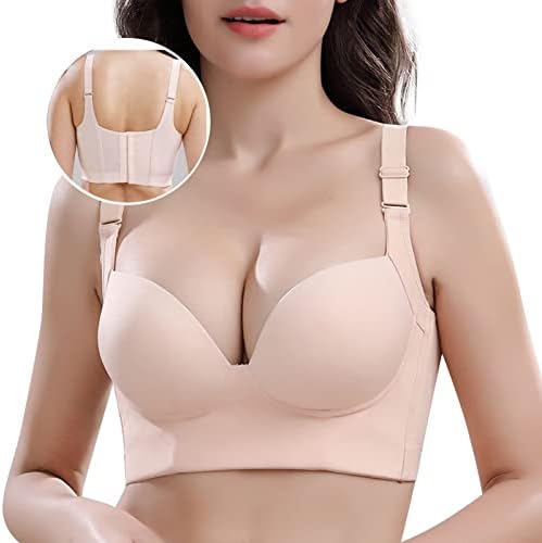 V-CEN Filifit Sculpting Uplift Bra, Fashion Deep Cup Bra Hide Back Fat Bra Full-Back Coverage Bra Shapewear Sports Bras (Nude 36A)