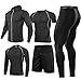 BOOMCOOL Men Workout Clothes Outfit Fitness Apparel Gym Outdoor Running Compression Pants Shirt Top Long Sleeve Jacket Black