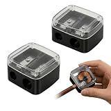Stalora 2 Stück Kosmetikspitzer Doppelspitzer für Kajalstift und Augenbrauenstift, Universal Anspitzer für Dicke und Dünne Stifte, Make-up Spitzer mit Deckel für Lipliner und Eyeliner, Schwarz