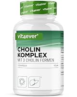 vit4ever Cholin Komplex mit 3 Cholin Formen - 120 Kapseln - Bitartrat, Citicolin & Phosphatidylcholin in synergetischer Kombination - Ohne Zusätze - Vegan