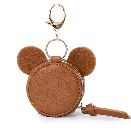 Pacifier Holder Case With Clip By Miss Fong, Pacifier Pouch Cover,Pacifier Charm Pod With Clasp Attach To The Strollers & Diaper Bags,Hold 2 Pacifier Or Nipple Shield(Diamond Brown) #TOP3