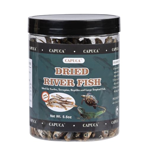 capuca Dried River Fish - Dried Minnows Natural Food for Turtles Terrapins Cats Reptiles Large Tropical Fish（5.5 OZ）