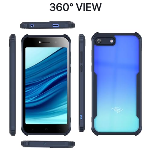 Image of Pikkme itel A25 Back Cover | Crystal Clear Transparent Back | Ultra Hyrbid | Full Camera Protection | Raised Edge | Bumper Back Case (Blue)