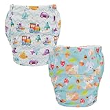 ReUseLife 2 Pieces Adjustable Washable Reusable Cloth Incontinence Underwears for Women and Men,Adult Cloth Diaper,Waist 26-52 Inches
