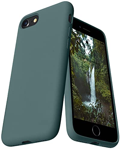 OTOFLY iPhone SE Case,iPhone 8 Case,Ultra Slim Fit Phone Cases Liquid Silicone Cover with Full Body Soft Bumper Protection Anti-Scratch Shockproof Case Compatible with iPhone SE/8/7 4.7" (Pine Green)