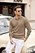 COOFANDY Polo for Men Knit Long Sleeve Polos Sweater Casual V-Neck Slim Fit Fall Fashion Sweater Khaki
