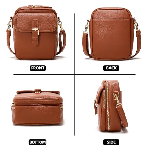 Small Crossbody Bags for Women Vegan Leather Messenger Purses, Vintage Wallet Anti Theft Shoulder Handbags with Card Slots (Brown) by Pelimoo - Used condition - Image 6