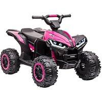 Aptliton Kids Electric Quad Bike 12V, Ride On Car ATV Toy with Remote Control, Music, LED, Horn, 2 Speed, for Ages 3-5 Years, 83 x 53 x 56 cm (Pink)