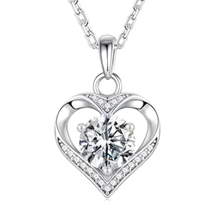 MOOSEA Valentines Day Gifts for Her – 925 Sterling Silver Heart Moissanite Pendant Necklace 1-3 Carat Lab Created Moissanite, Anniversary Birthday Gift for Women Mom Wife Girlfriend