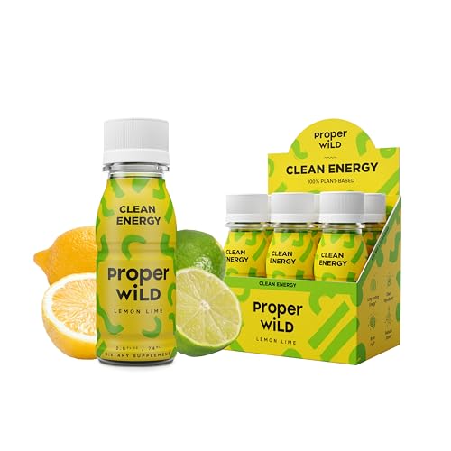 Proper Wild Clean Energy Shots for Focus, Lemon Lime, 6-Pack