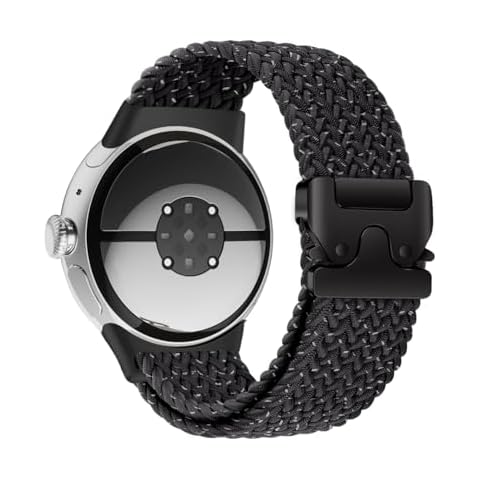 Braided Bands Compatible with Google Pixel Watch 4/3 45mm Bands, Elastic Nylon Breathable Sport Straps for Pixel Watch 4 45mm Band for Men Women - Upgraded Parachute Buckle (Starry Black) Cover