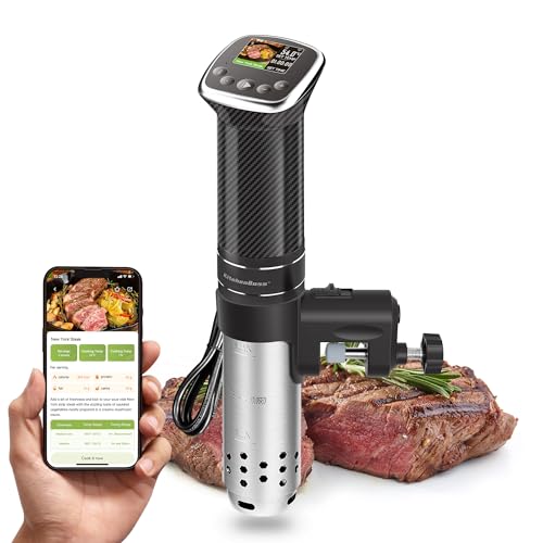 KitchenBoss sous vide stick precisionskokare: WiFi sous vide garer 1 100 W sous vide stav cirkulation 40 ℃ temperaturområde IPX7 vattentät LCD-display ultratyst dykcirkulator appkontroll