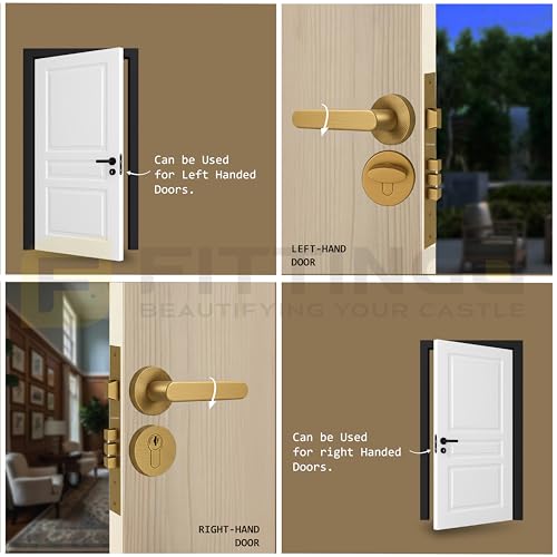Image of Vigo Mortise Door Handle Lock Set /Premium Zinc Alloy Door Handle with Locks /Heavy-Duty Main Door Handle with Lock for Home, Office & Hotel Doors - 3 Years Warranty (PVD Gold Matt)