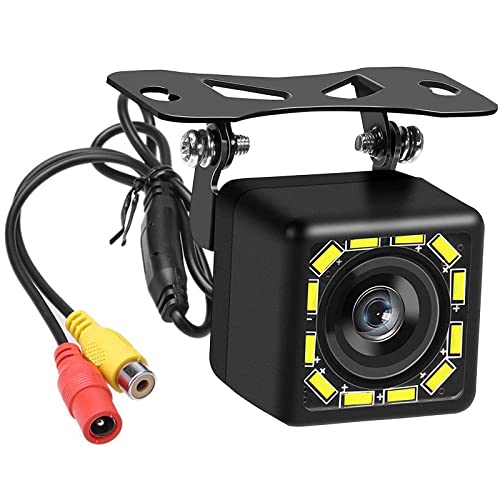 DIYARTS 12V Car Reversing Camera, 170 Wide Angle HD CCD 12 LED Night Visions Backup Parking Reverse Cameras, P68 Waterproof, Universal Car Rear View Camera + 6M Video Cable