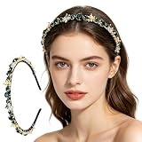 SSyang Opaska do włosów z klamerkami, stras, granatowa, kryształowa, w stylu vintage, cienka, na imprezę, bal absolwentów, ozdoba do włosów dla kobiet i dziewcząt (niebieska, 15 cm)