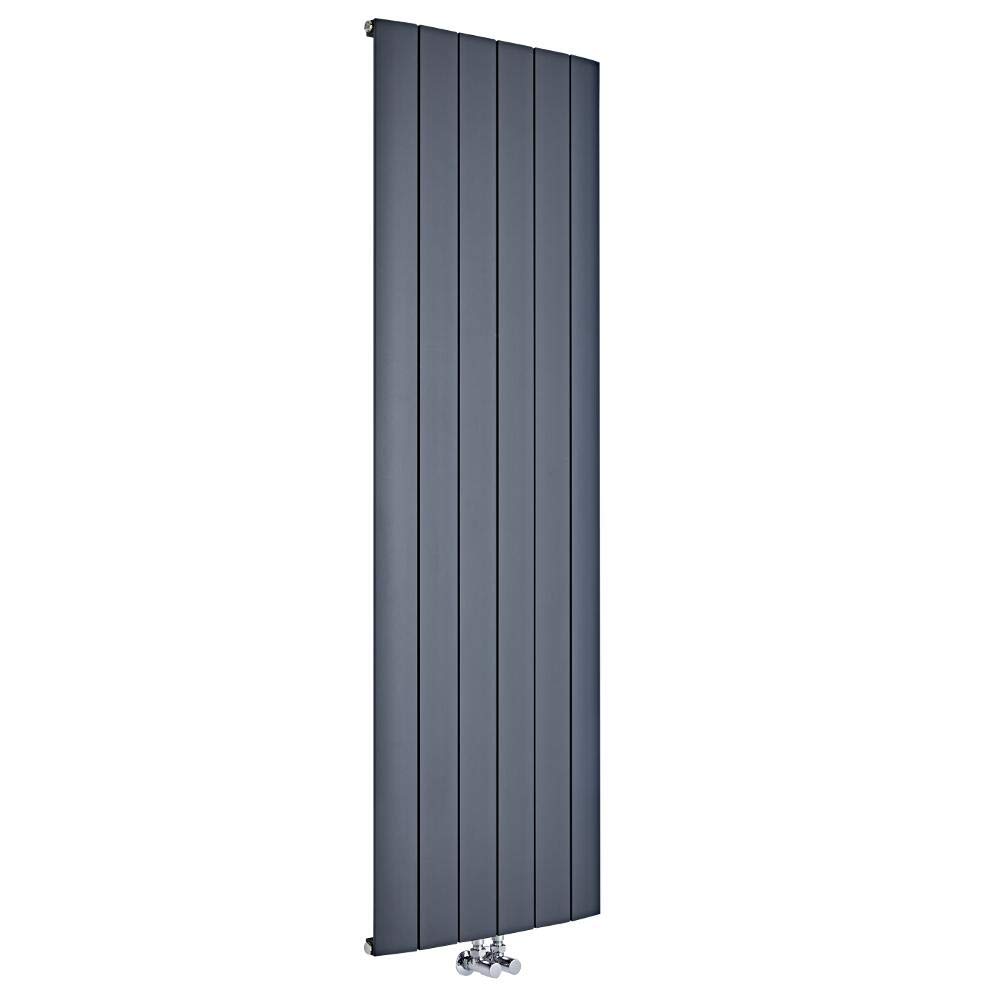 Milano Anthracite Skye Vertical Single Flat Panel Aluminium Radiator - 1800Mm X 565Mm