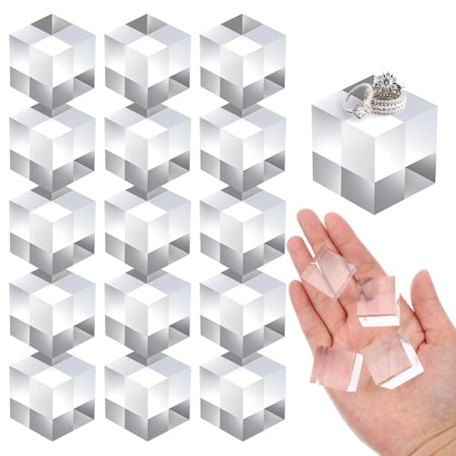 16 Pcs Clear Acrylic Blocks, 1 Inch Square Acrylic Blocks Display Stand Transparent Crystal Risers Stamp Props Jewelry Holder Base for Photography, Ring Showcase, Small Ornaments, Wedding Decoration