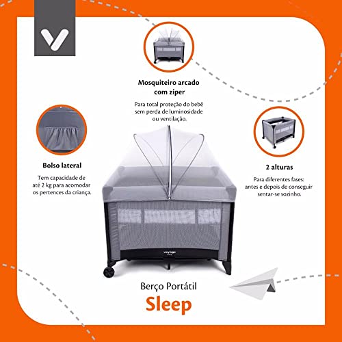 Berço Cercado Portátil p/Bebê Sleep 18kgs Rosa Claro Voyage