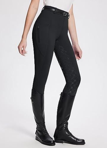 Baleaf Womens Horse Riding Pants Full Seat Riding Breeches Equestrian Tights Horseback Silicone Zipped Pocket Black S thumb #1
