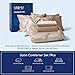MR&HM Satin Comforter Queen 7 Pieces - Luxurious Pinch Pleat Bedding Set with Comforter, Flat Sheet, Fitted Sheet, Pillowcases & Shams, Super Silky Soft Bed Set for All Season (Queen, Champagne)