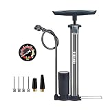 VIMILOLO Bike Floor Pump with Gauge,Ball Pump Inflator Bicycle Floor Pump with high Pressure Buffer