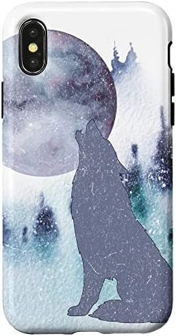 iPhone X/XS Grey Wolf Howling at the Full Moon Case
