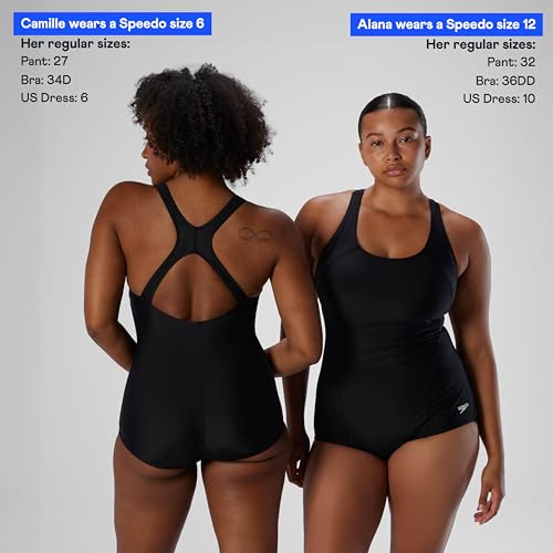 Speedo Women's Swimsuit One Piece PowerFlex Princess Seam Ultraback Conservative Cut - Speedo Black, Size 14 by Speedo - Image 4