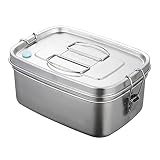 Doppelschicht Brotdose Edelstahl 1500ML,Lunchbox Erwachsene Edelstah Bento-Box Auslaufsicherer Lebensmittelbehälter 18 x 13x 8cm Frühstücksbox