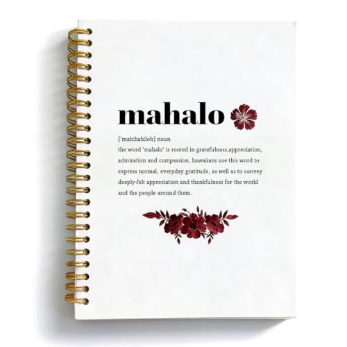 OuOvOwO Hawaii Gifts Spiral Notebook Journal, 5.5x8.3 Inch | Mahalo Journal de remerciement hawaïen pour amis, femme, carnets Mahalo pour prendre des notes