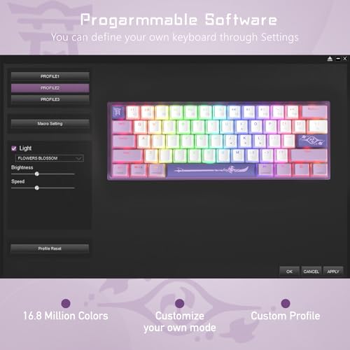 Womier 60% Percent Keyboard,WK61 V2 Mechanical RGB Wired Gaming Keyboard,Hot-Swappable Creamy Key Board with PBT Keycaps,Linear Red Switch for Windows/MAC (Purple)