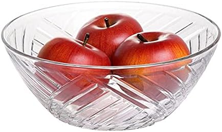 Glasshop Large 2140ml Glass Serving Bowl - Ridged Design for Salad Mixing or Trifle Serving