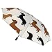 UTRSIFB Fashion 3 Fold Long Handle Sun And Rain Umbrella Cartoon Dachshund Weiner Dog Pet Dogs Automatic UV Umbrella